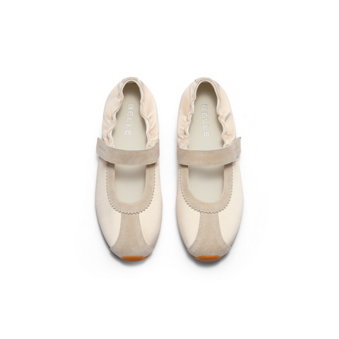 百丽芭蕾风玛丽珍鞋女2025夏新魔术贴舒适低跟休闲鞋B2624BQ5