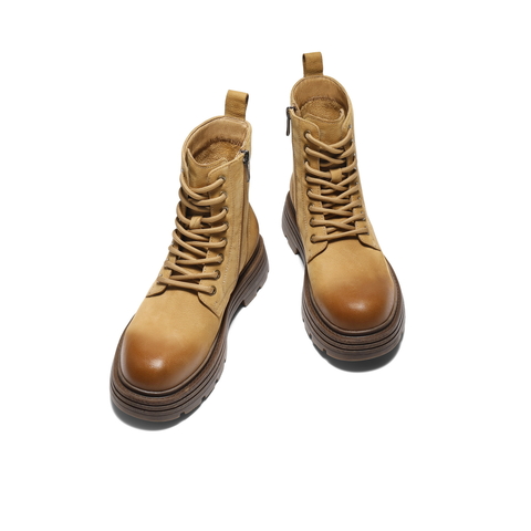 百丽时尚潮搭马丁靴男2025新款冬季牛皮革厚底户外休闲靴A2255DZ5