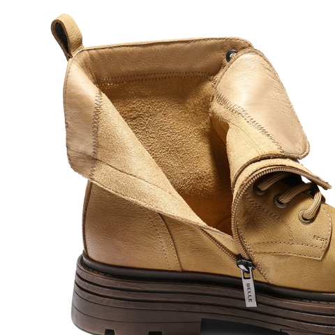 百丽时尚潮搭马丁靴男2025新款冬季牛皮革厚底户外休闲靴A2255DZ5