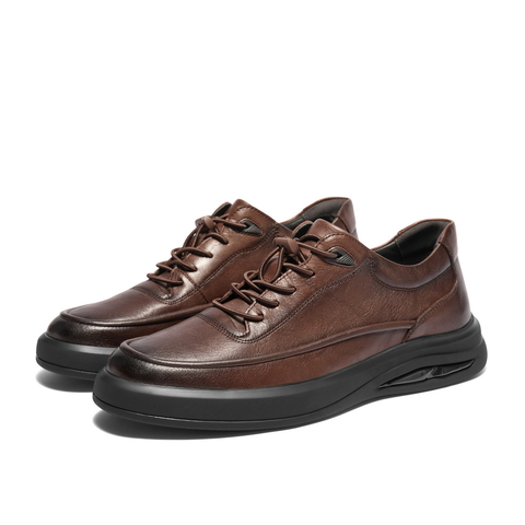 百丽舒适厚底休闲鞋男鞋2025冬新牛皮革户外运动板鞋A1685DM5