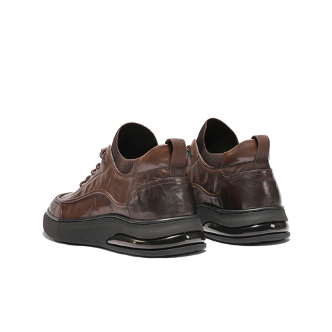 百丽高帮休闲皮鞋男2025新款冬季牛皮革厚底商务运动板鞋A2191DM5