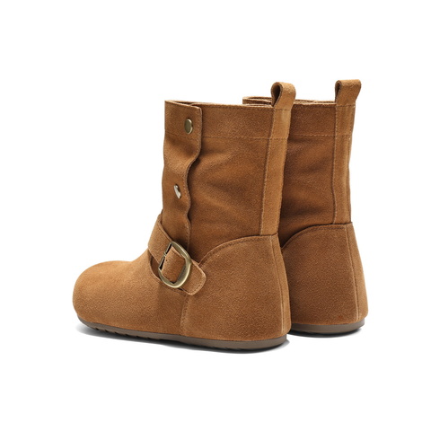 百丽复古绒面时装靴女2025冬新商场同款内增高时尚西部靴E7X1DDZ5