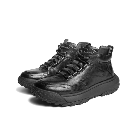 百丽高帮休闲运动鞋男2025新款冬商场款厚底户外短靴加绒8YC01DD5