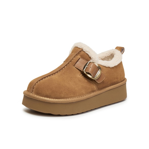 百丽复古厚底增高雪地靴女2025冬新商场同款加毛保暖短靴E6D1DDM5