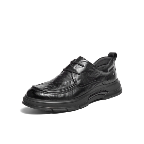 百丽通勤商务皮鞋男2025新款冬季商场同款褶皱牛皮休闲鞋8VT01DM5