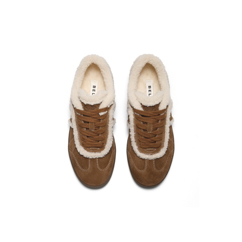 百丽复古绒绒毛边毛毛鞋女2025冬新加绒保暖休闲鞋B2841DM5