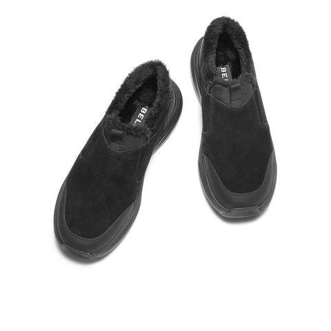 百丽厚底增高健步鞋男25新冬一脚蹬懒人鞋休闲运动鞋加绒A2227DM5