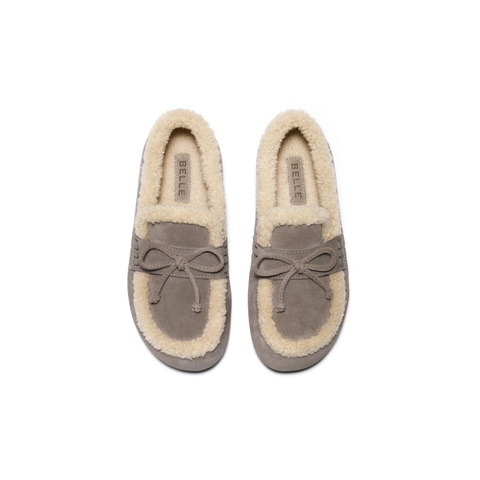 百丽复古绒绒毛边毛毛鞋女2025冬新内增高加绒保暖休闲鞋B2830DA5