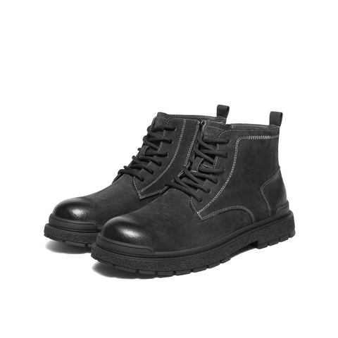 百丽户外潮搭工装靴男2025新款冬季厚底增高休闲马丁靴A2170DD5