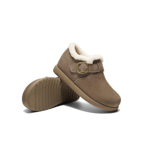 百丽复古内增高勃肯鞋女2025冬新商场同款加毛保暖休闲鞋E4Z1DDM5