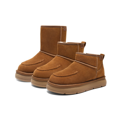 百丽复古雪地靴女2025冬新商场同款舒适保暖休闲短靴E8C1DDD5