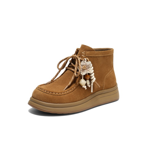 百丽时尚串珠挂饰时装靴女2025冬新商场同款真皮厚底短靴E8W1DDD5