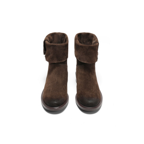 百丽复古两穿时装靴女2025冬新商场同款廓形显瘦西部靴3QF66DS5