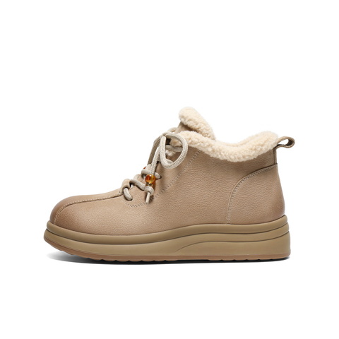 百丽复古可爱大头休闲靴女2025冬新商场同款真皮厚底短靴E5D2DDD5