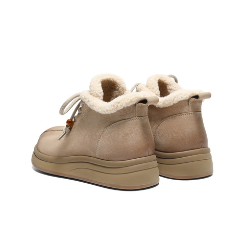 百丽复古可爱大头休闲靴女2025冬新商场同款真皮厚底短靴E5D2DDD5