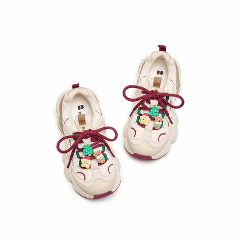 百丽时尚撞色厚底老爹鞋女童2025冬新商场同款童趣休闲鞋50603D85