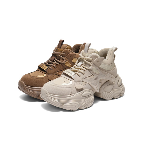 百丽运动风高帮老爹鞋女2025冬新厚底增高百搭休闲鞋B2921DM5