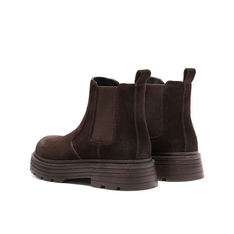 百丽复古擦色切尔西靴女2025冬新厚底增高休闲短靴B2875DD5