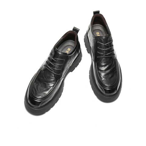 百丽高帮休闲皮鞋男2025新款冬季商场同款牛皮革厚底短靴8VU11DD5