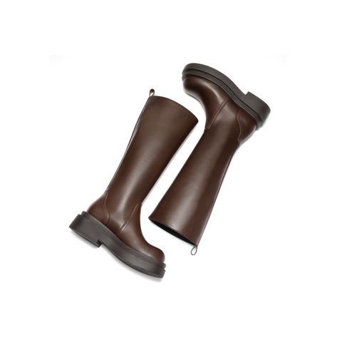 百丽简约质感弹力靴女2025冬新厚底增高弹力高筒靴B2916DG5