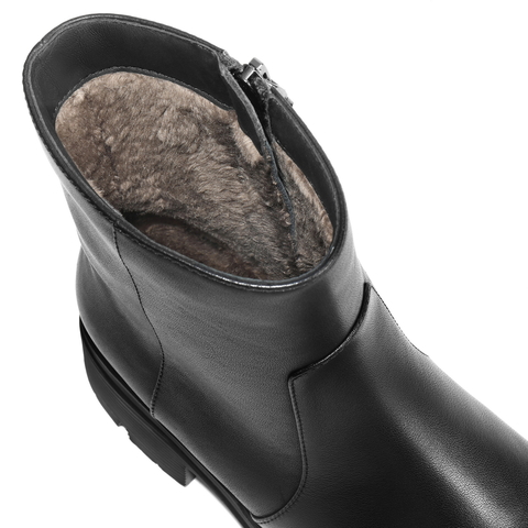 百丽极简时装靴女2025冬新商场同款真皮厚底增高百搭短靴E8Q1DDZ5