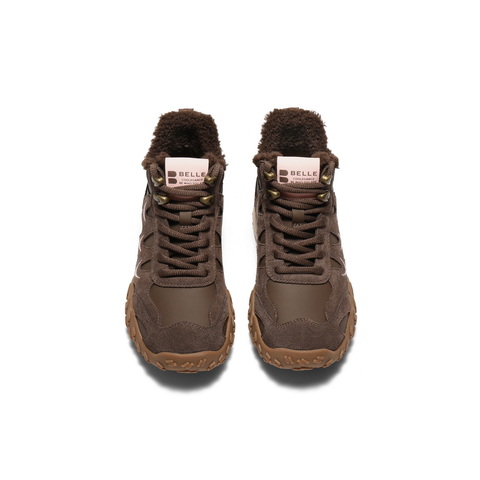 百丽时尚运动风高帮鞋女2025冬新商场同款舒适百搭休闲鞋E5W1DDD5