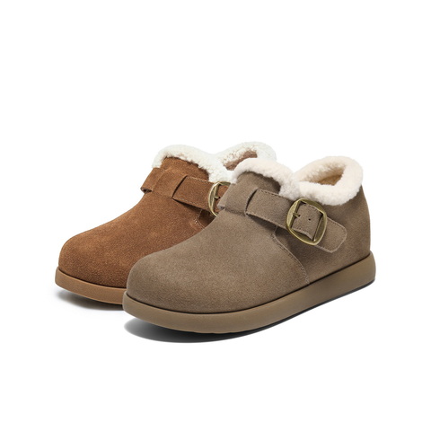 百丽复古内增高勃肯鞋女2025冬新商场同款加毛保暖休闲鞋E4Z1DDM5