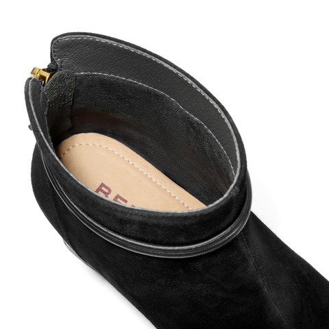 百丽简约优雅时装靴女2025冬新商场同款真皮粗跟气质短靴E8K1DDD5