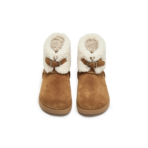 百丽绒绒靴筒雪地靴女2025冬新复古简约百搭保暖休闲短靴B2828DM5