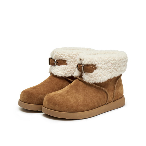 百丽绒绒靴筒雪地靴女2025冬新复古简约百搭保暖休闲短靴B2828DM5