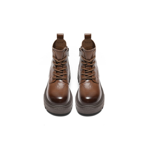 百丽复古擦色马丁靴女2025冬新商场同款真皮厚底休闲短靴B2942DD5