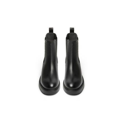 百丽复古切尔西靴女2025冬新商场同款真皮粗跟休闲短靴E8M1DDZ5