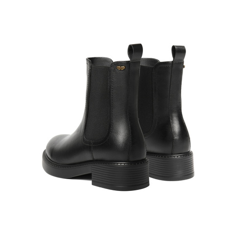 百丽复古切尔西靴女2025冬新商场同款真皮粗跟休闲短靴E8M1DDZ5