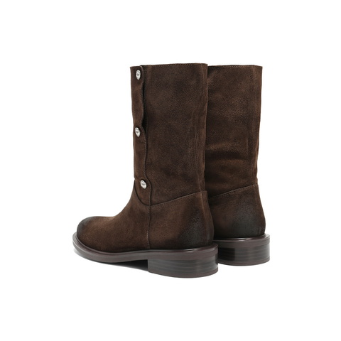 百丽复古两穿时装靴女2025冬新商场同款廓形显瘦西部靴3QF66DS5