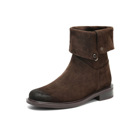 百丽复古两穿时装靴女2025冬新商场同款廓形显瘦西部靴3QF66DS5