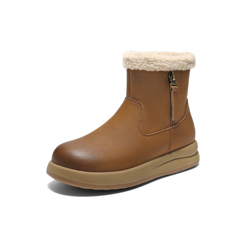 百丽复古擦色雪地靴女2025冬新商场同款舒适保暖东北靴E5L1DDD5