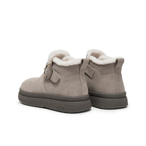 百丽复古皮带扣雪地靴女2025冬新商场同款加毛保暖短靴E4K1DDD5