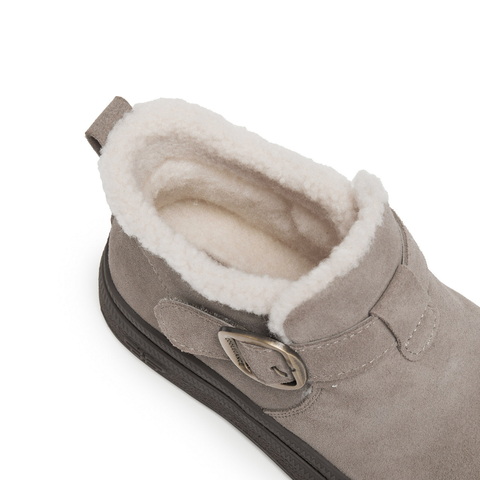 百丽复古皮带扣雪地靴女2025冬新商场同款加毛保暖短靴E4K1DDD5