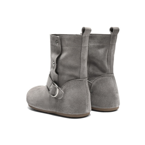 百丽复古绒面时装靴女2025冬新商场同款内增高时尚西部靴E7X1DDZ5