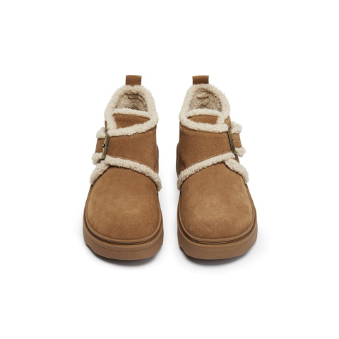 百丽复古绒绒毛边雪地靴女2025冬新商场同款厚底保暖短靴E5M1DDD5