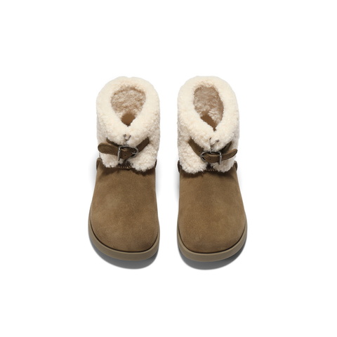 百丽绒绒靴筒雪地靴女2025冬新复古简约百搭保暖休闲短靴B2828DM5