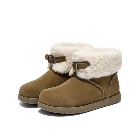 百丽绒绒靴筒雪地靴女2025冬新复古简约百搭保暖休闲短靴B2828DM5