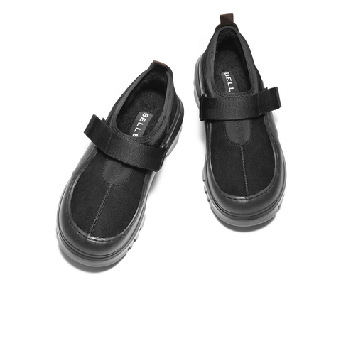 百丽厚底户外休闲保暖鞋男2025新款冬魔术贴毛毛鞋雪地靴A2245DM5