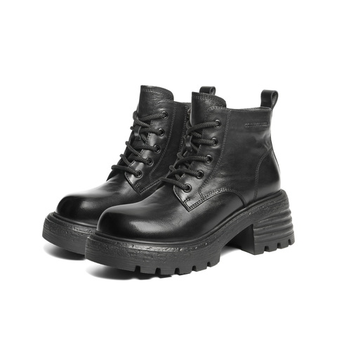 百丽复古擦色马丁靴女2025冬新商场同款真皮厚底休闲短靴B2942DD5