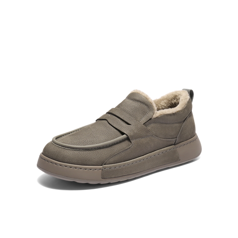 百丽舒适保暖休闲工装鞋男2025新款冬季牛皮革厚底毛毛鞋A2236DM5