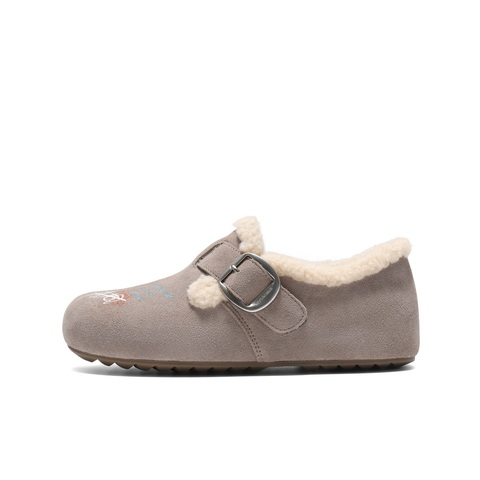 百丽SMILEY联名勃肯鞋女2025冬新舒适加毛艺术涂鸦毛毛鞋E7W1DDM5