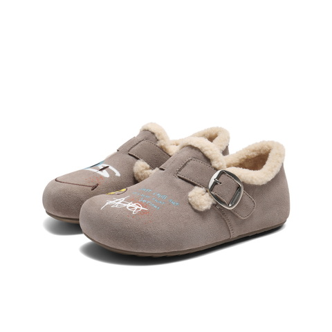 百丽SMILEY联名勃肯鞋女2025冬新舒适加毛艺术涂鸦毛毛鞋E7W1DDM5