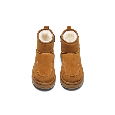 百丽复古雪地靴女2025冬新商场同款舒适保暖休闲短靴E8C1DDD5