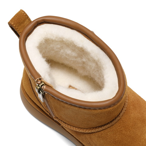 百丽复古雪地靴女2025冬新商场同款舒适保暖休闲短靴E8C1DDD5