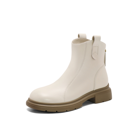 百丽舒适休闲靴女2025冬新商场同款真皮复古靴B7E1DDD5